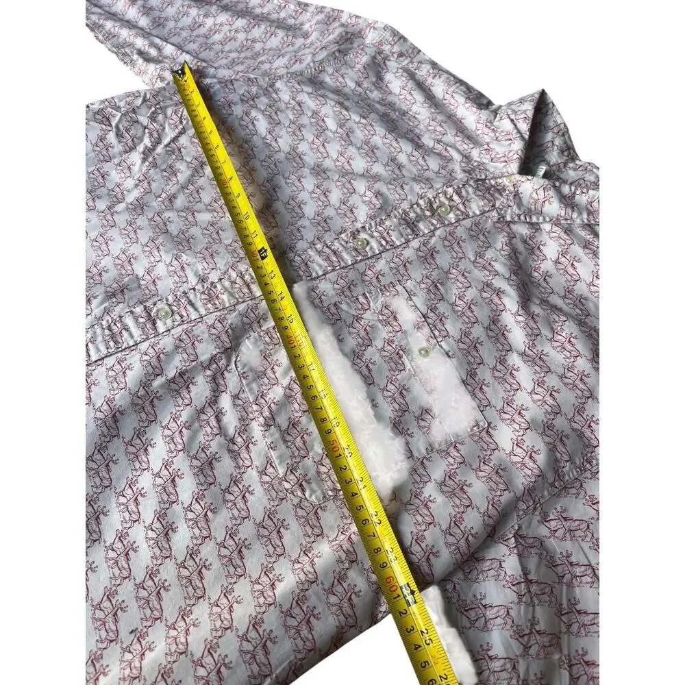 Banana Republic Safari & Travel Mens Xl Long Sleeve Button Down Shirt Deer Elk